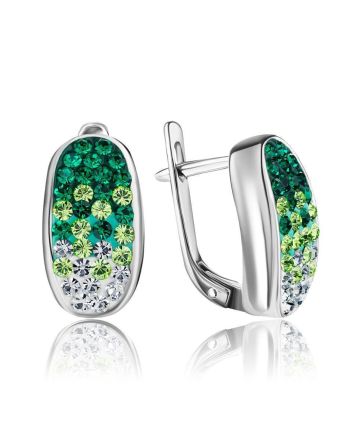 Sterling Silver Earrings With Green Crystals The Eclat, image 