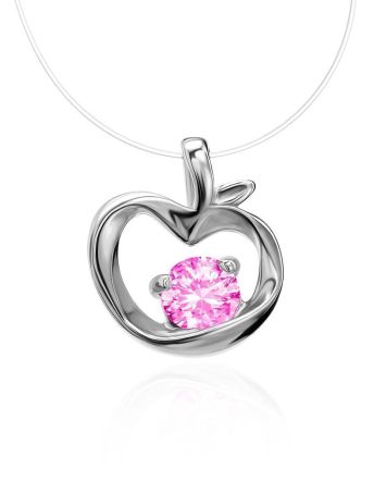 Invisible Necklace With Pink Crystal The Aurora, image 