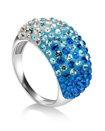Glam Style Silver Ring With Two Toned Crystals The Eclat, Ring Size: 7 / 17.5, image 