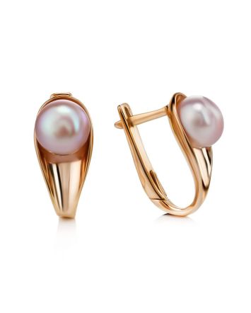 Gold-Plated Earrings With Creamrose Cultured Pearl The Serene, image 