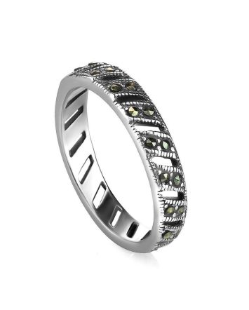 Sterling Silver Ring With Marcasites The Lace, Ring Size: 6.5 / 17, image 