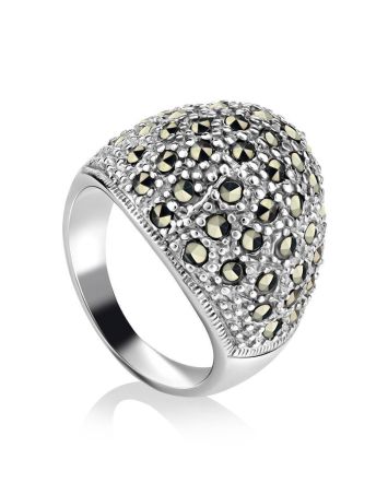 Marcasite Encrusted Ring In Sterling Silver The Lace, Ring Size: 8 / 18, image 