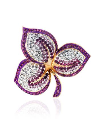 Gold Plated Floral Pendant With Purple And White Crystals The Jungle, image 