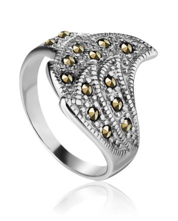 Sterling Silver Ring With Marcasites The Lace, Ring Size: 6.5 / 17, image 