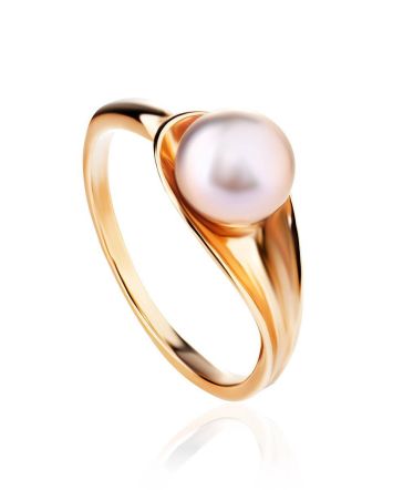 Gold-Plated Ring With Creamrose Cultured Pearl The Serene, Ring Size: 6.5 / 17, image 