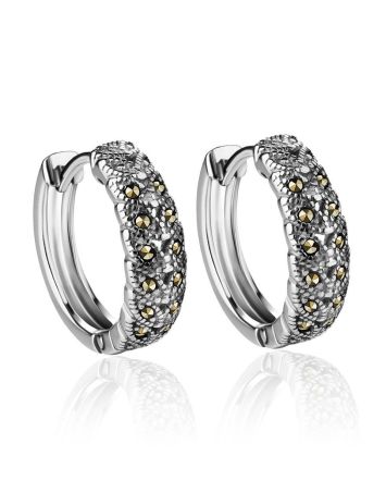 Silver Hoop Earrings With Marcasites The Lace, image 