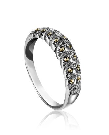 Sterling Silver Ring With Marcasites The Lace, Ring Size: 6 / 16.5, image 