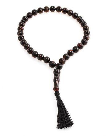 33 Black Amber Islamic Prayer Beads With Tassel, image 