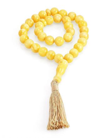 33 Honey Amber Muslim Prayer Beads With Tassel, image 