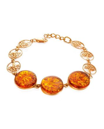 Amazing Symbolic Gift The Tree Of Life Bracelet Made in Amber And Gold-Plated Silver, image 