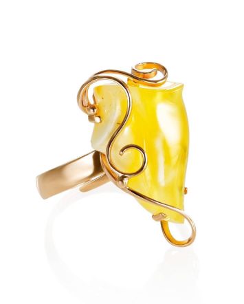 Cloudy Amber Golden Ring The Rialto, Ring Size: Adjustable, image 