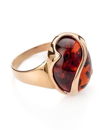 Cognac Amber Ring In Gold, Ring Size: 9.5 / 19.5, image 