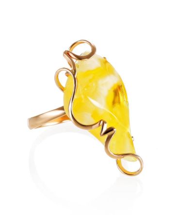 White Amber Golden Cocktail Ring The Rialto, Ring Size: Adjustable, image 