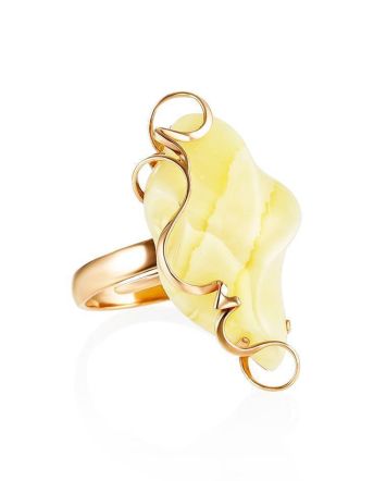 Natural Cloudy Amber Golden Ring The Rialto, Ring Size: Adjustable, image 