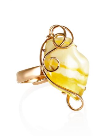 Handcrafted Amber Golden Ring The Rialto, Ring Size: Adjustable, image 