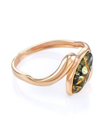 Natural Green Amber Ring In Gold, Ring Size: 6.5 / 17, image 