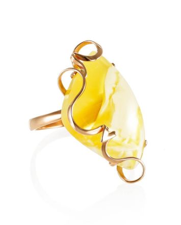 White Amber Golden Cocktail Ring The Rialto, Ring Size: Adjustable, image 