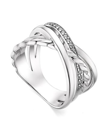 Sterling Silver Statement Ring With Crystals, Ring Size: 8.5 / 18.5, image 