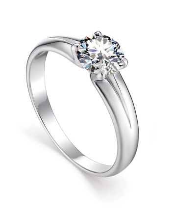 Solitaire Crystal Ring In Sterling Silver, Ring Size: 8.5 / 18.5, image 