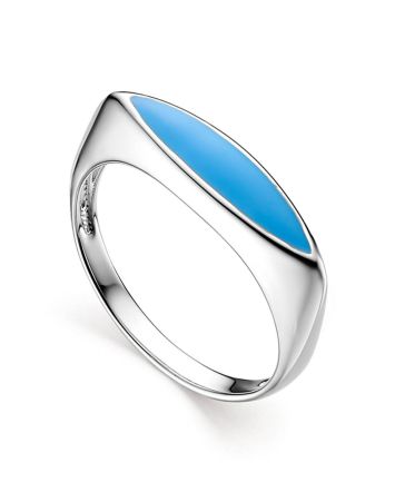 Futuristic Silver Enamel Ring, Ring Size: 6.5 / 17, image 