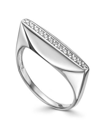 Crystal Encrusted Silver Ring, Ring Size: 7 / 17.5, image 