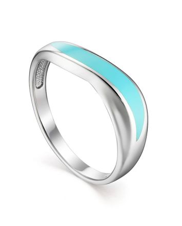 Silver Ring With Blue Enamel, Ring Size: 5.5 / 16, image 