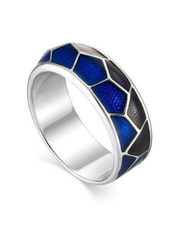 Silver Enamel Band Ring, Ring Size: 7 / 17.5, image 