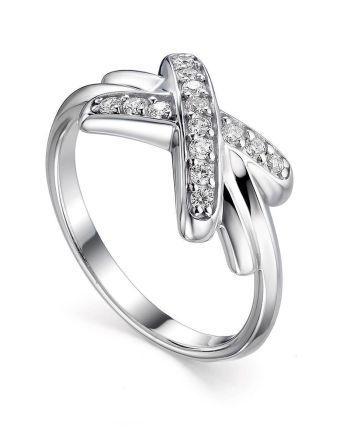 Ultra Stylish Silver Crystal Ring, Ring Size: 8 / 18, image 