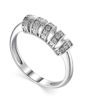 Sterling Silver Crystal Encrusted Ring, Ring Size: 5 / 15.5, image 