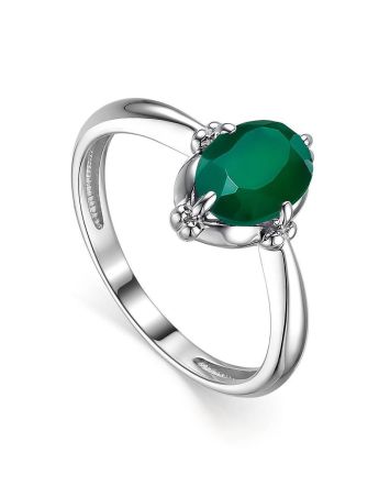 Sterling Silver Ring With Agate Centerstone, Ring Size: 6.5 / 17, image 