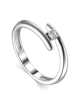 Sterling Silver Diamond Ring, Ring Size: 7 / 17.5, image 