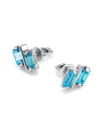 Stylish Silver Studs With Synthetic Topaz, image 