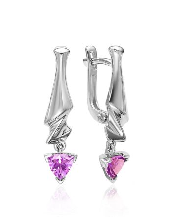 Stylish Silver Amethyst Dangles, image 