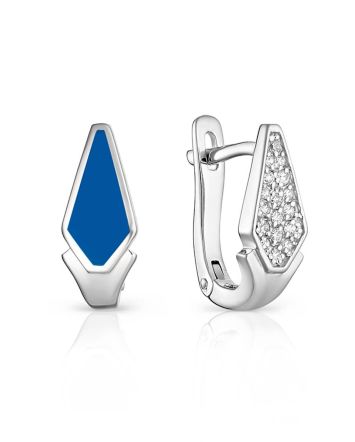 Sterling Silver Earrings With Enamel And Crystals, image 