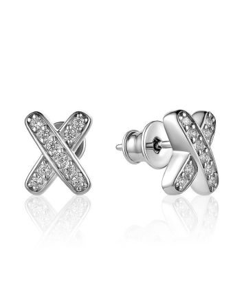 Ultra Stylish Silver Crystal Studs, image 