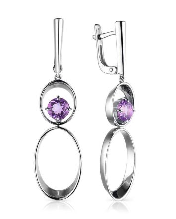 Silver Dangles With Amethyst Centerstones, image 