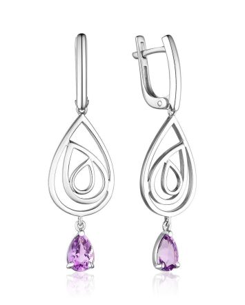 Sterling Silver Dangles With Amethyst, image 