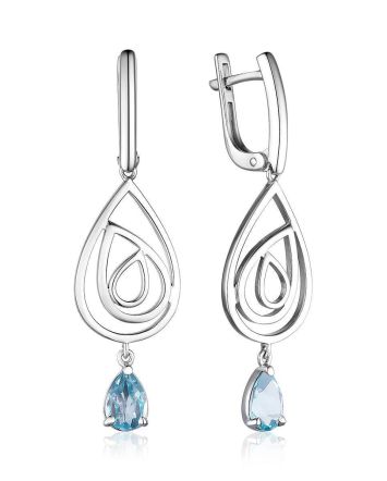 Sterling Silver Dangles With Synthetic Topaz, image 
