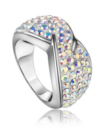 Chameleon Colored Crystal Ring In Sterling Silver The Eclat, Ring Size: 5 / 15.5, image 