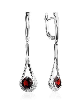 Garnet Dangles In Sterling Silver, image 