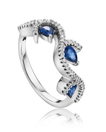 Refined White Gold Ring With Sapphires And Diamonds The Meramaid, Ring Size: 7 / 17.5, image 