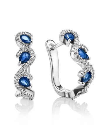 White Gold Latch Back Earrings With Sapphires And Diamonds The Meramaid, image 