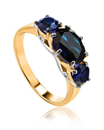 Golden Ring With Sapphires And Diamonds The Meramaid, Ring Size: 7 / 17.5, image 