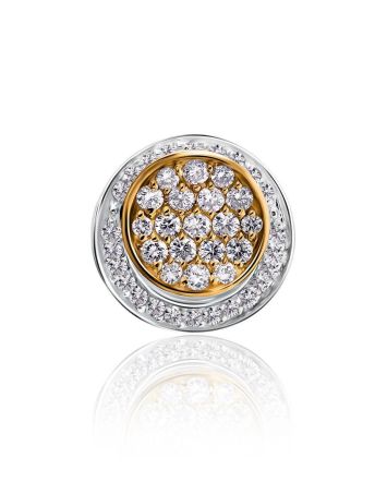 Round Two Tone Gold Pendant With White Diamonds, image 
