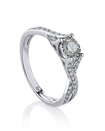 White Gold Ring With Diamond Channel Set, Ring Size: 6.5 / 17, image 