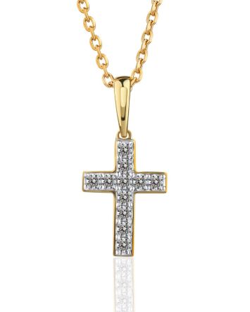 Yellow Gold Cross Pendant With Diamonds, image 