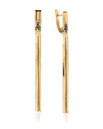 Golden Chain Dangles With Sapphires And Diamonds, image 