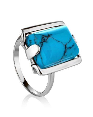 Geometric Reconstructed Turquoise Ring In Sterling Silver, Ring Size: 5.5 / 16, image 