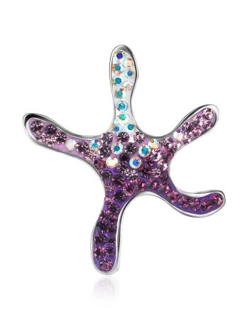 Silver Starfish Pendant With Multicolor Crystals The Jungle, image 