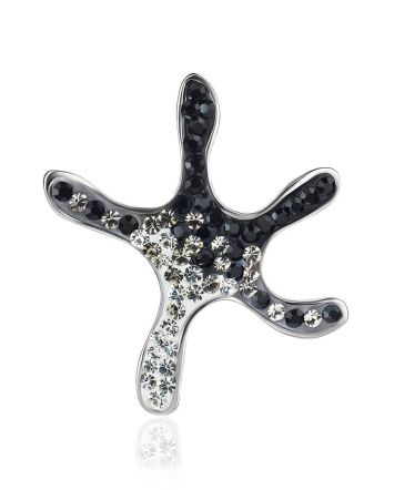 Silver Starfish Pendant With Black And White Crystals The Jungle, image 